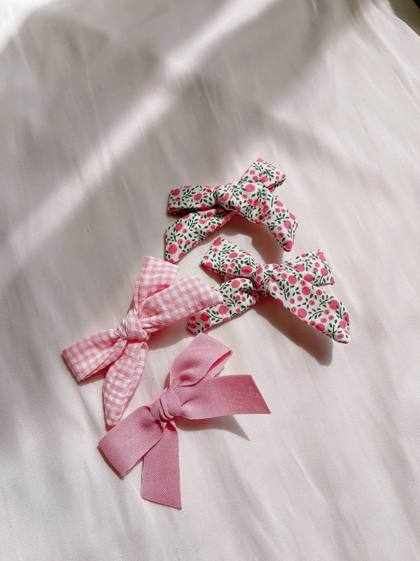 Pink baby bow clip set, toddler girl student hair accessory, baby gift, hair accessory, floral / plaid / plain linen bow hair clip