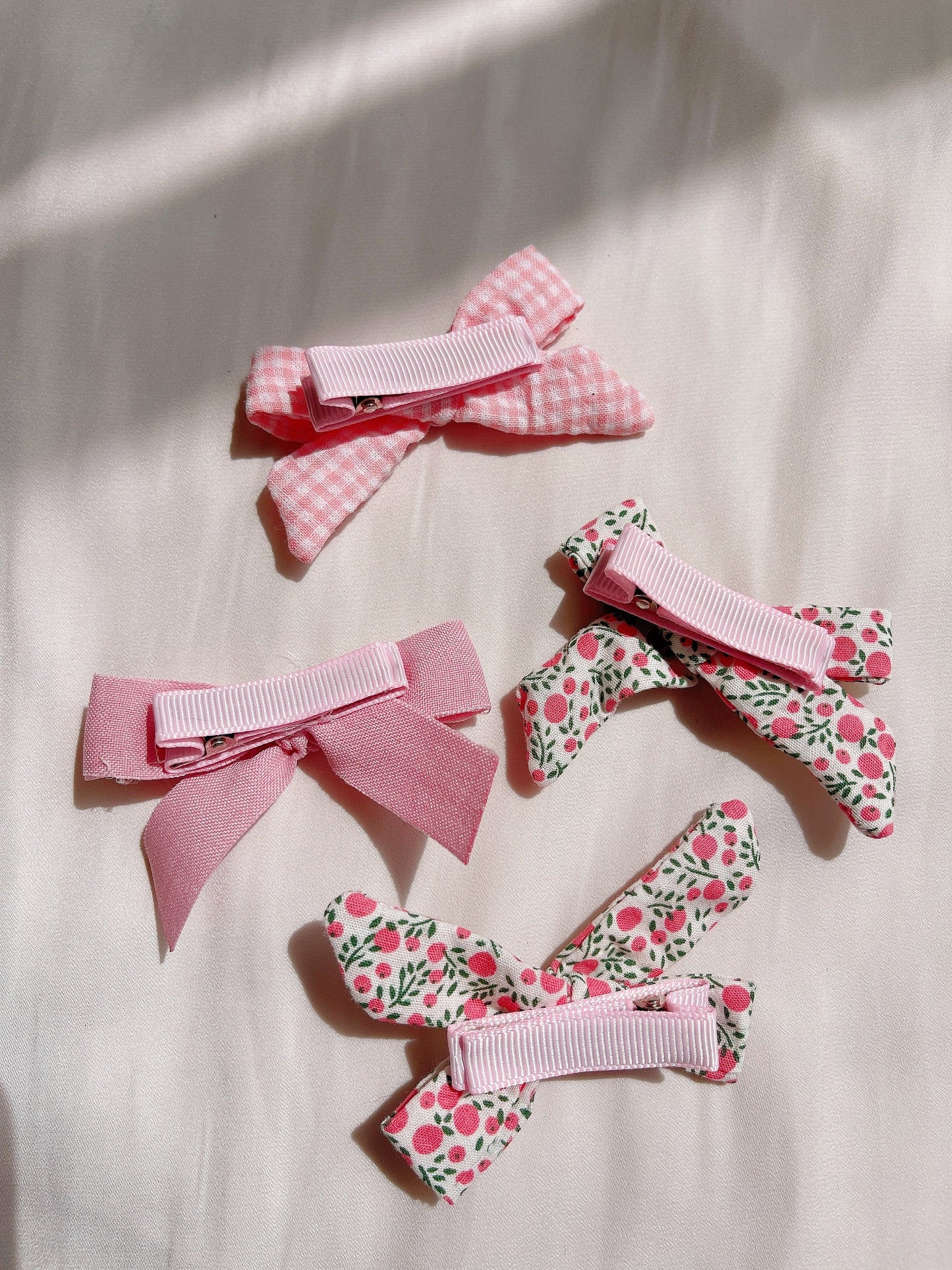 Pink baby bow clip set, toddler girl student hair accessory, baby gift, hair accessory, floral / plaid / plain linen bow hair clip