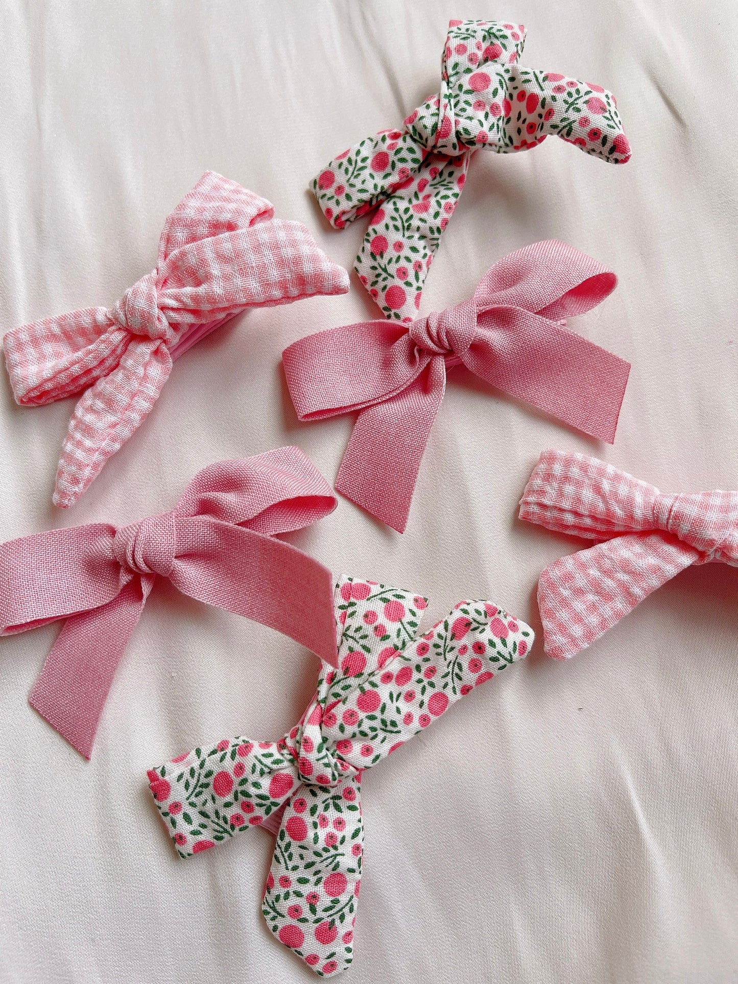 Pink baby bow clip set, toddler girl student hair accessory, baby gift, hair accessory, floral / plaid / plain linen bow hair clip