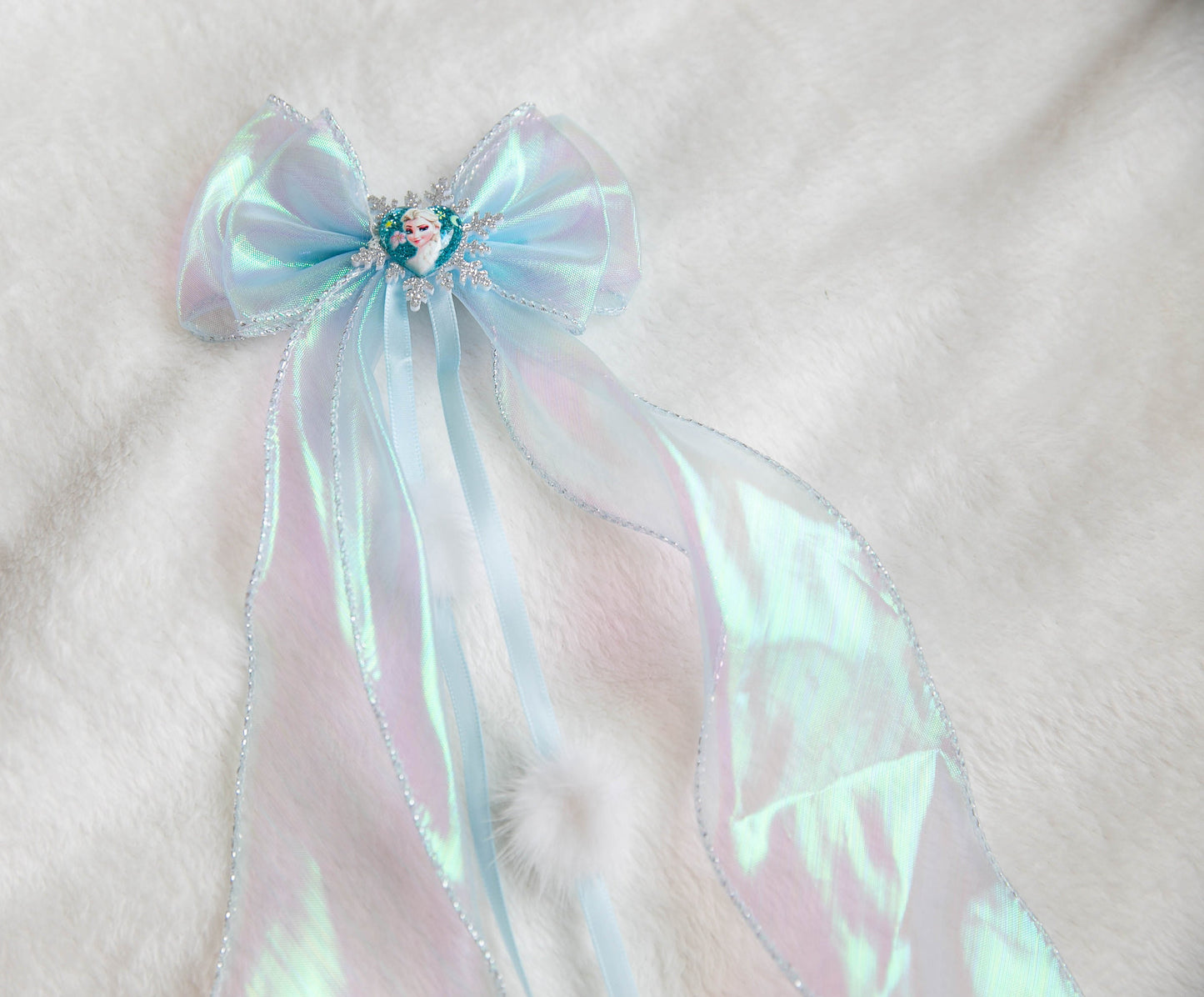 Elsa bow hair clip, extra large hair bow, frozen elsa toddler hair clip, bow hair clip, snowflake large hair clip, princess queen hair clip