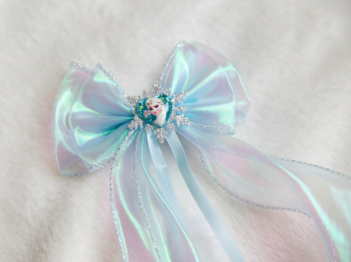 Elsa bow hair clip, extra large hair bow, frozen elsa toddler hair clip, bow hair clip, snowflake large hair clip, princess queen hair clip