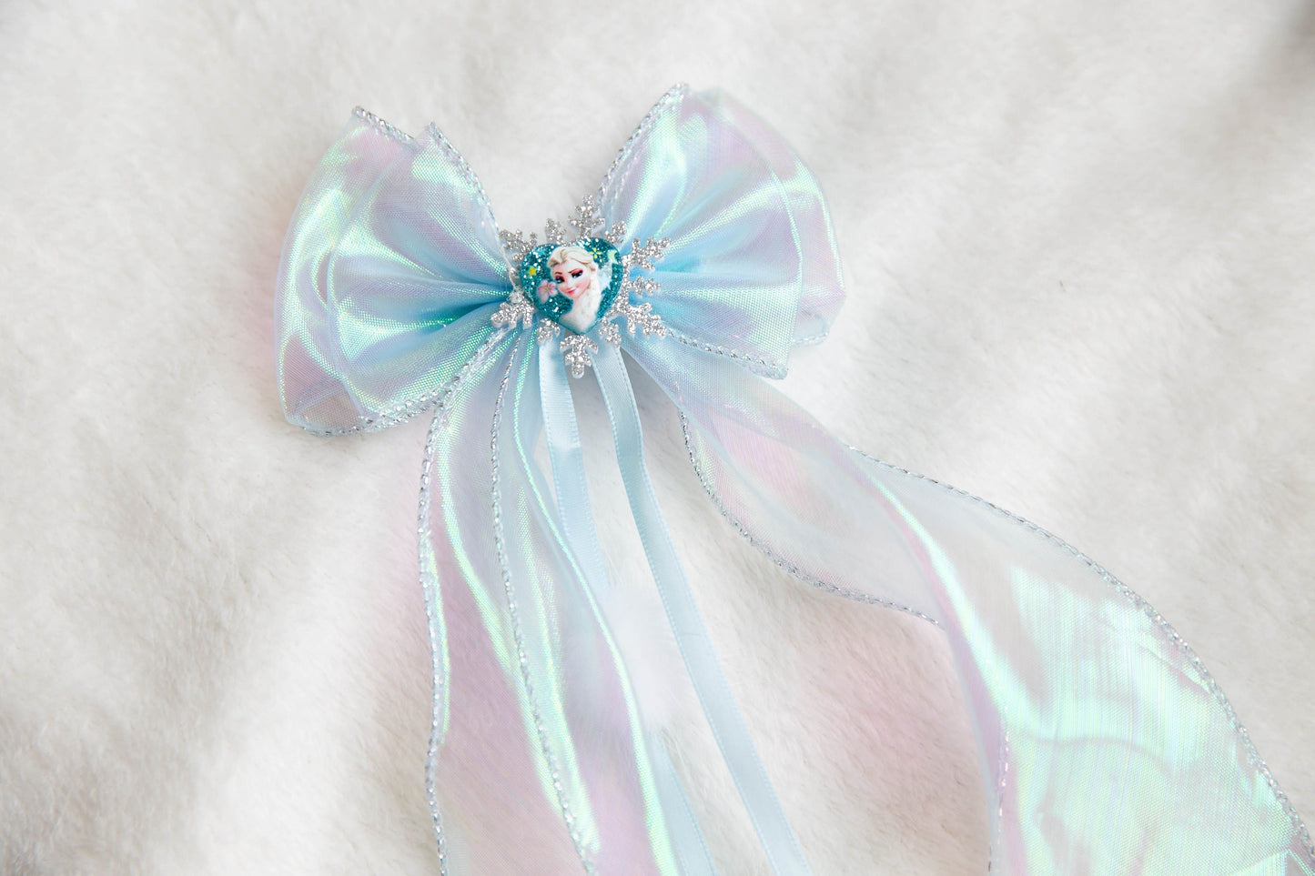 Elsa bow hair clip, extra large hair bow, frozen elsa toddler hair clip, bow hair clip, snowflake large hair clip, princess queen hair clip