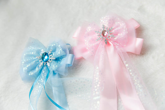 Elsa Snowflake Extra large bow hair clip, frozen elsa bow, pink clip, elsa hair bow, princess hair clip, toddler gift, baby bow clip, gift