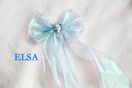 Elsa bow hair clip, extra large hair bow, frozen elsa toddler hair clip, bow hair clip, snowflake large hair clip, princess queen hair clip