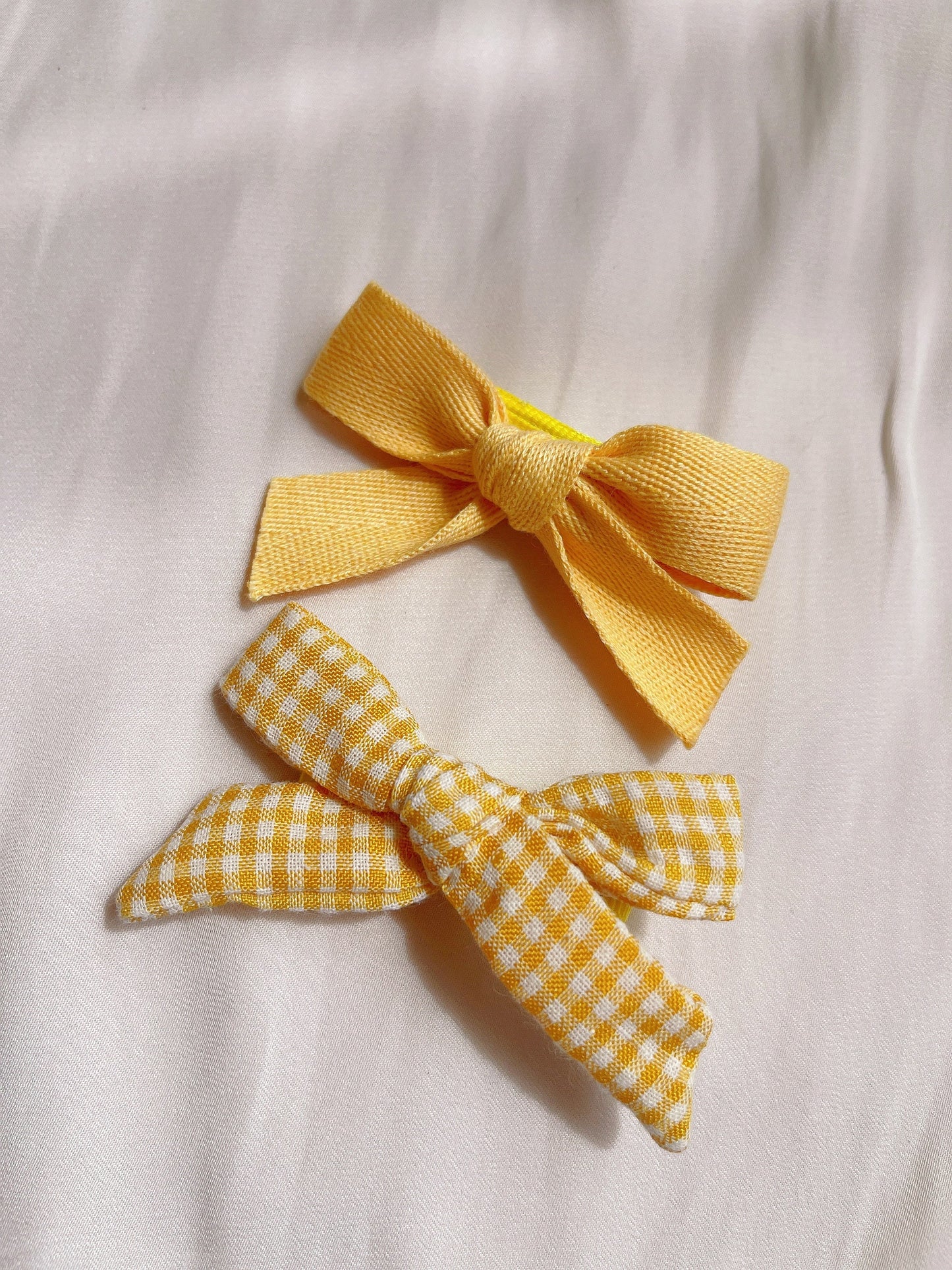 Essential Yellow baby bow clip set, toddler girl student hair accessory,  hair accessory, floral / plaid / plain linen bow hair clip