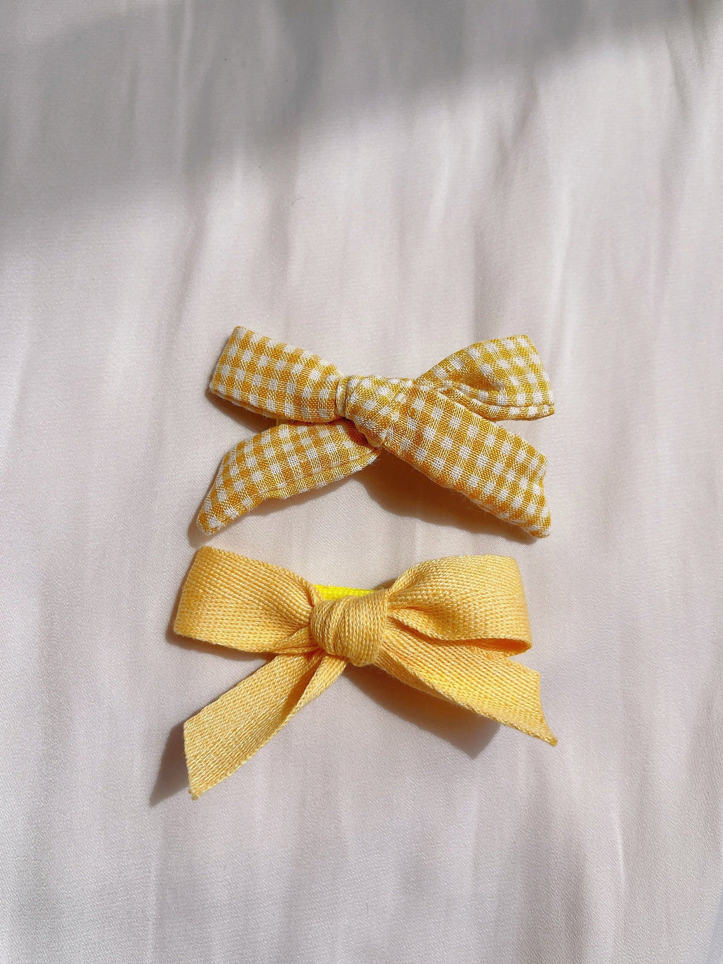 Essential Yellow baby bow clip set, toddler girl student hair accessory,  hair accessory, floral / plaid / plain linen bow hair clip