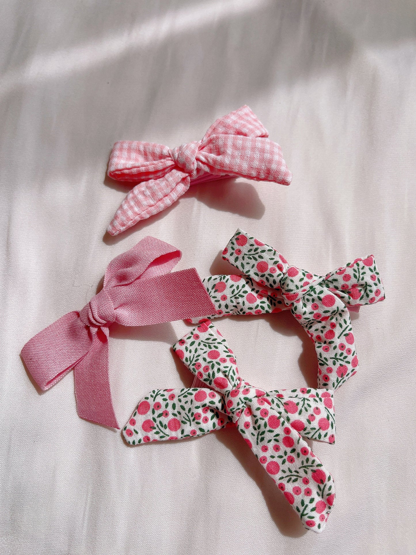 Pink baby bow clip set, toddler girl student hair accessory, baby gift, hair accessory, floral / plaid / plain linen bow hair clip cute love