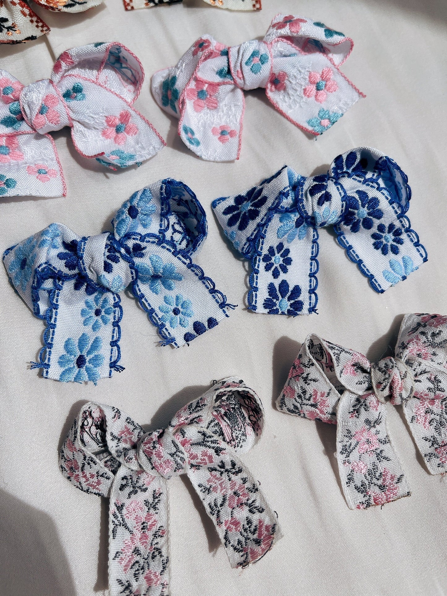 4 styles - Embroidery floral baby toddler girl hair clip set , hair accessory baby girl gift, Embroidery flower hair clip