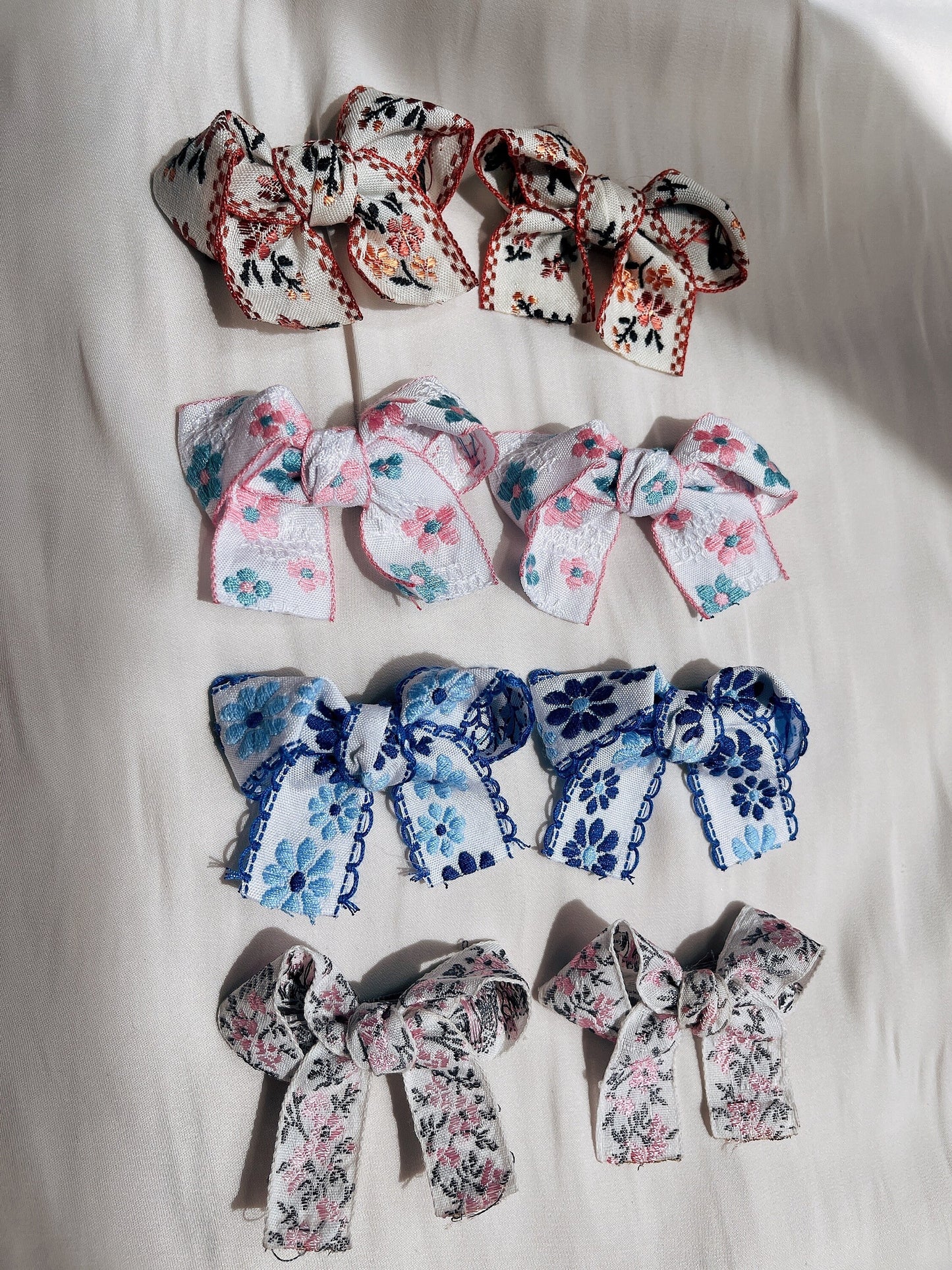 4 styles - Embroidery floral baby toddler girl hair clip set , hair accessory baby girl gift, Embroidery flower hair clip