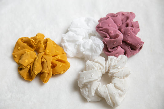 Scrunchie Hair Tie, Soft Scrunchie, Elastic Hair Tie Scrunchies, Gifts For Her,  embroidery dots Scrunchie, mother's day gift