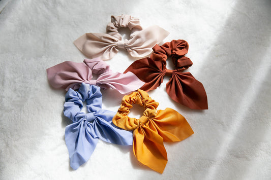 Women Scrunchie Hair Tie, hair scarf, Elastic Hair Tie, student toddler girl cute pink beige blue Scrunchie Scarf gift scarf hair accessory