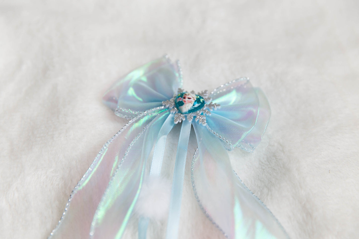 Elsa bow hair clip, extra large hair bow, frozen elsa toddler hair clip, bow hair clip, snowflake large hair clip, princess queen hair clip