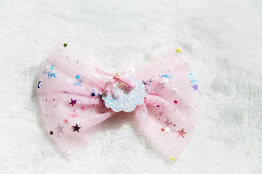 Oversize toddler bow hair clip, pink glitter shell bow hair clip, gold hair clip, star hair clip, floral hair clip, mermaid hair clip