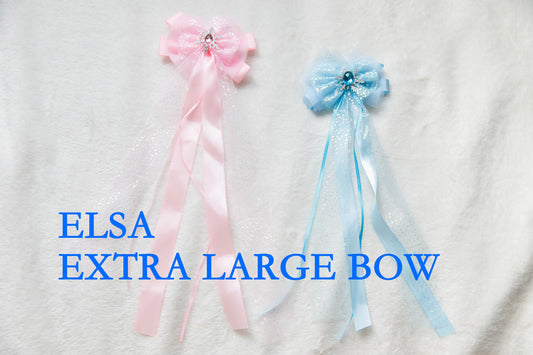 Elsa Snowflake Extra large bow hair clip, frozen elsa bow, pink clip, elsa hair bow, princess hair clip, toddler gift, baby bow clip, gift