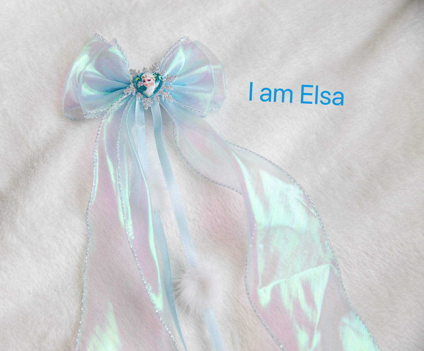 Frozen snowflake hair clip, Unique Oversize Elsa inspired bow clip, glitter toddler girl baby hair clip, Frozen birthday party bag gift