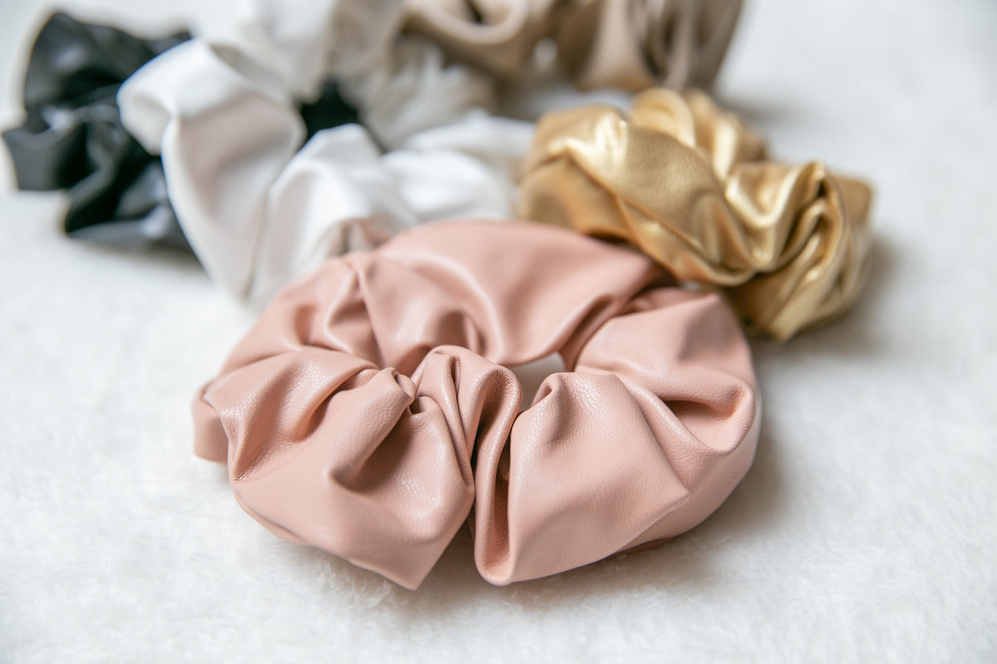 PVC Leather Scrunchie, mother's day gift Faux Leather Hair Scrunchie, soft Scrunchie Hair Tie,  Elastic Hair Tie Scrunchies, Gifts For Her