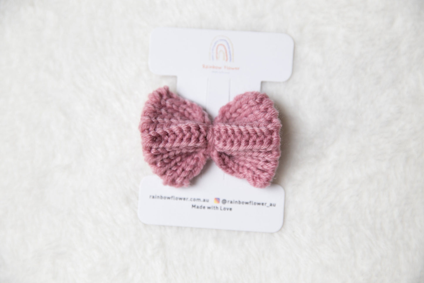 Crochet bow hair clip, knitted bow, knitting hair accessories, girls bow, made in australia, hand knit bow, toddler bow hair clip, pink bow