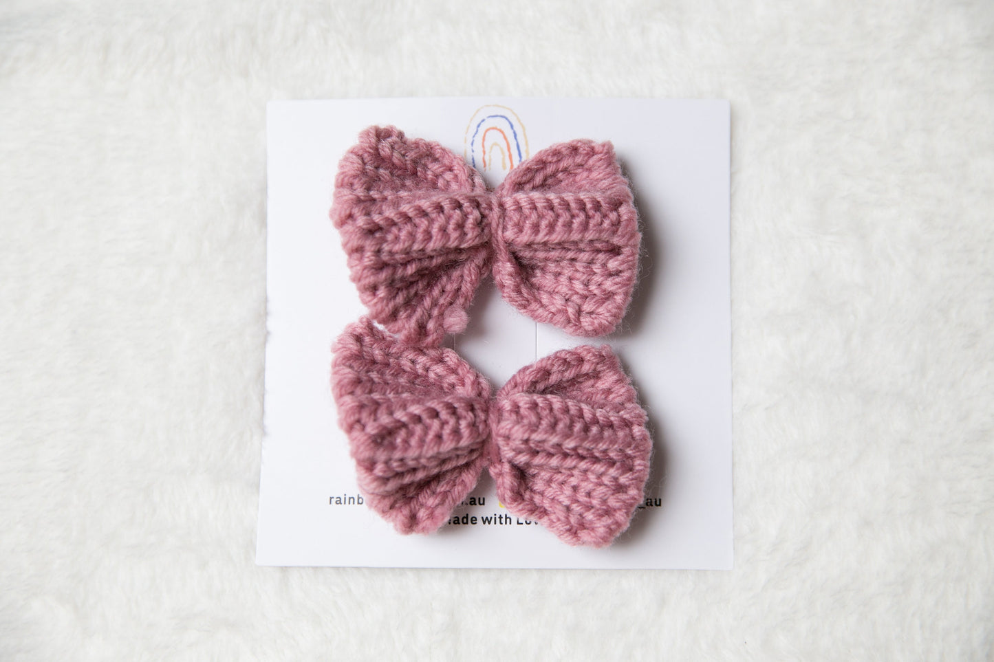 Crochet bow hair clip, knitted bow, knitting hair accessories, girls bow, made in australia, hand knit bow, toddler bow hair clip, pink bow