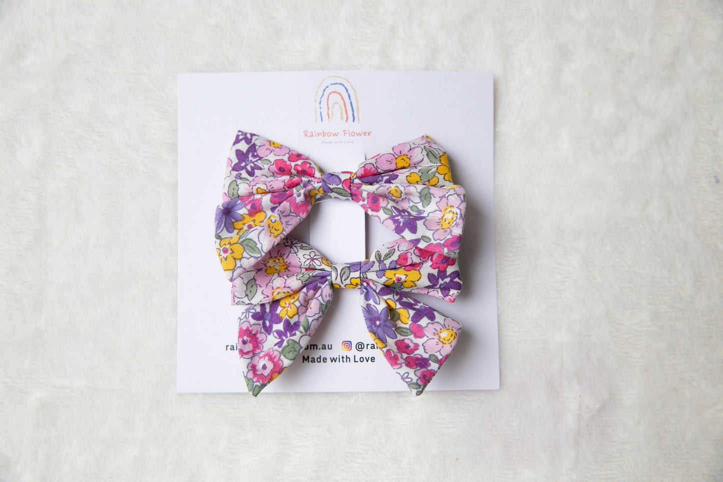 Floral bow clip set, toddler girl student baby hair accessory, baby gift, hair accessory, purple pink blue green flower linen bow hair clip