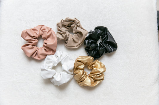 PVC Leather Scrunchie, mother's day gift Faux Leather Hair Scrunchie, soft Scrunchie Hair Tie,  Elastic Hair Tie Scrunchies, Gifts For Her