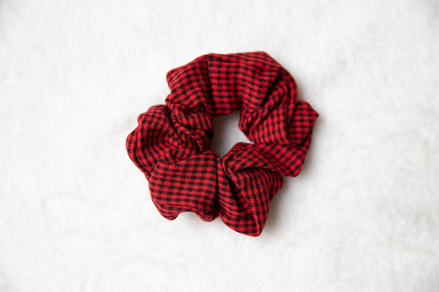 Gingham Scrunchie,  plaid Hair Scrunchie, soft Scrunchie Hair Tie,  Elastic Hair Tie Scrunchies, Gifts For Her earthy tone red blue scrunchy