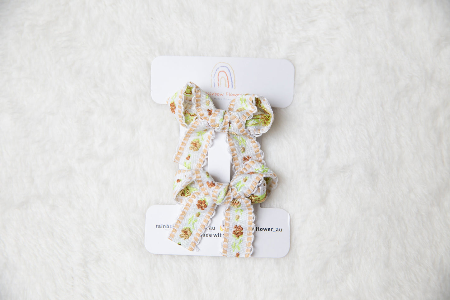 Flowers Embroidery Bow Hair Clips, Unique gift for Toddler girls, Hair Pin Aussie made, girl hair clip set, Hand Tied Baby Bows