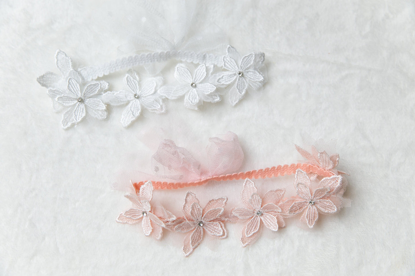 2 colors - Baby headband, toddler flower girl headband, baby flower crown, baby shower gift neutral colours pink white headband lace