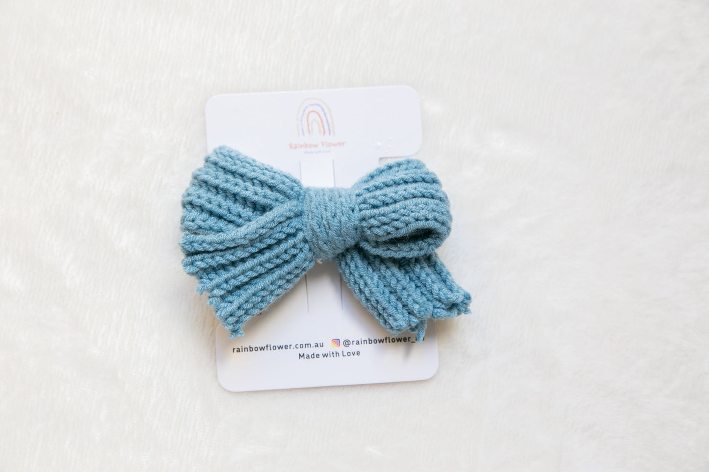 Large Crochet bow hair clip, knitted bow, knitting hair accessories, girls bow, made in australia, hand knit bow, toddler bow hair clip