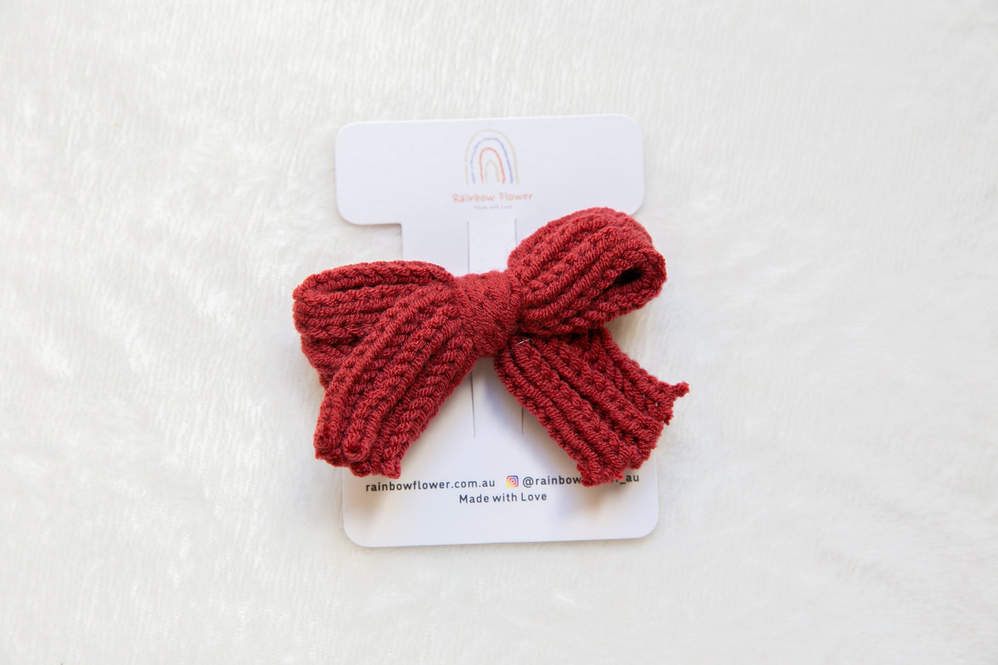 Large Crochet bow hair clip, knitted bow, knitting hair accessories, girls bow, made in australia, hand knit bow, toddler bow hair clip