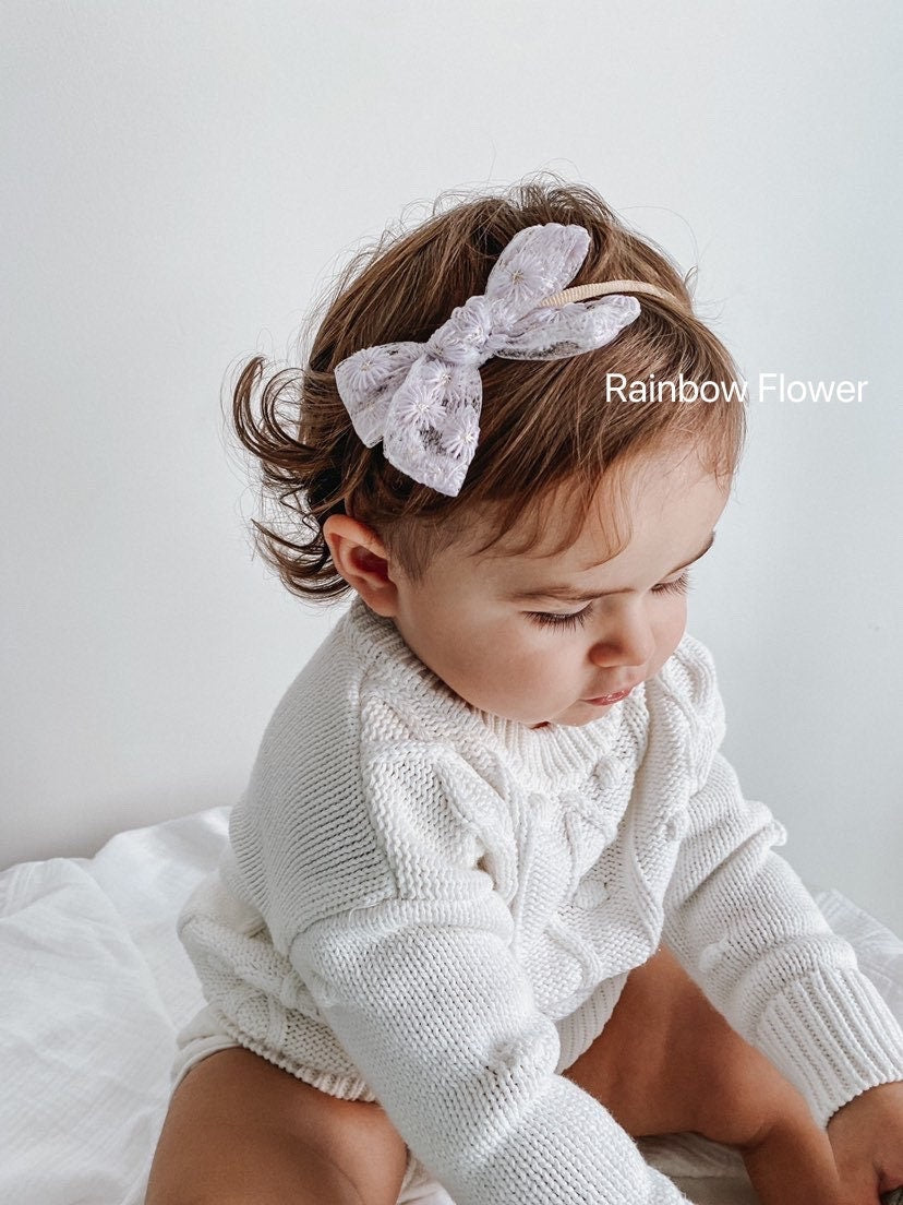 Soft Embroidered floral baby headband, hair accessory baby girl gift, Embroidery flower baby headband, Embroidery Accessories, Aussie made