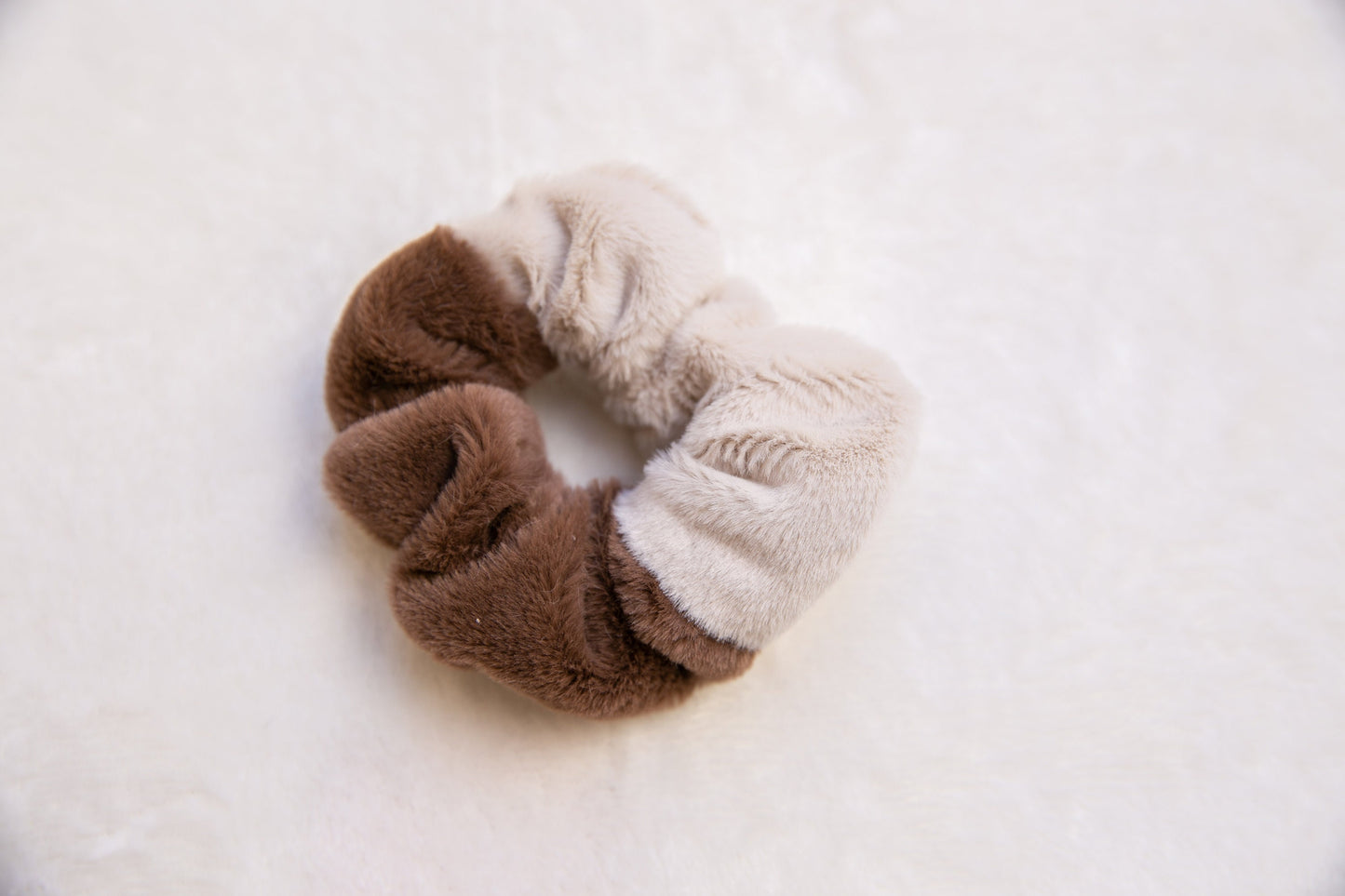 Handmade Minimalism super soft faux fur Hair Scrunchie, Fluffy autumn winter  Scrunchie Scrunchie quality Elastic Hair Tie earthy tone