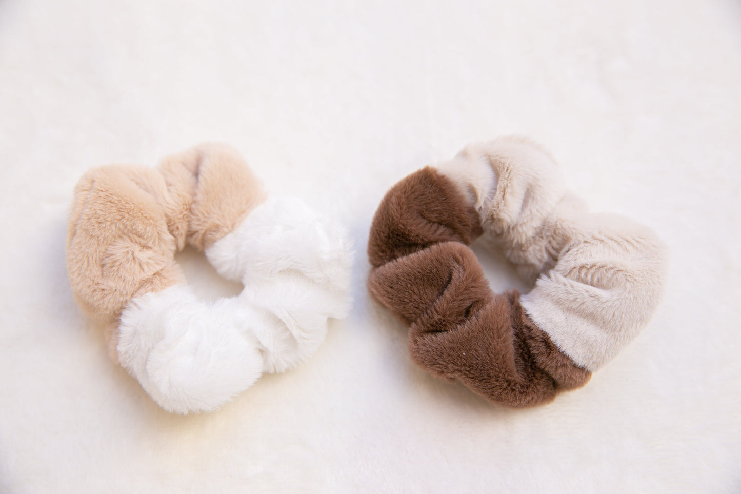 Handmade Minimalism super soft faux fur Hair Scrunchie, Fluffy autumn winter  Scrunchie Scrunchie quality Elastic Hair Tie earthy tone