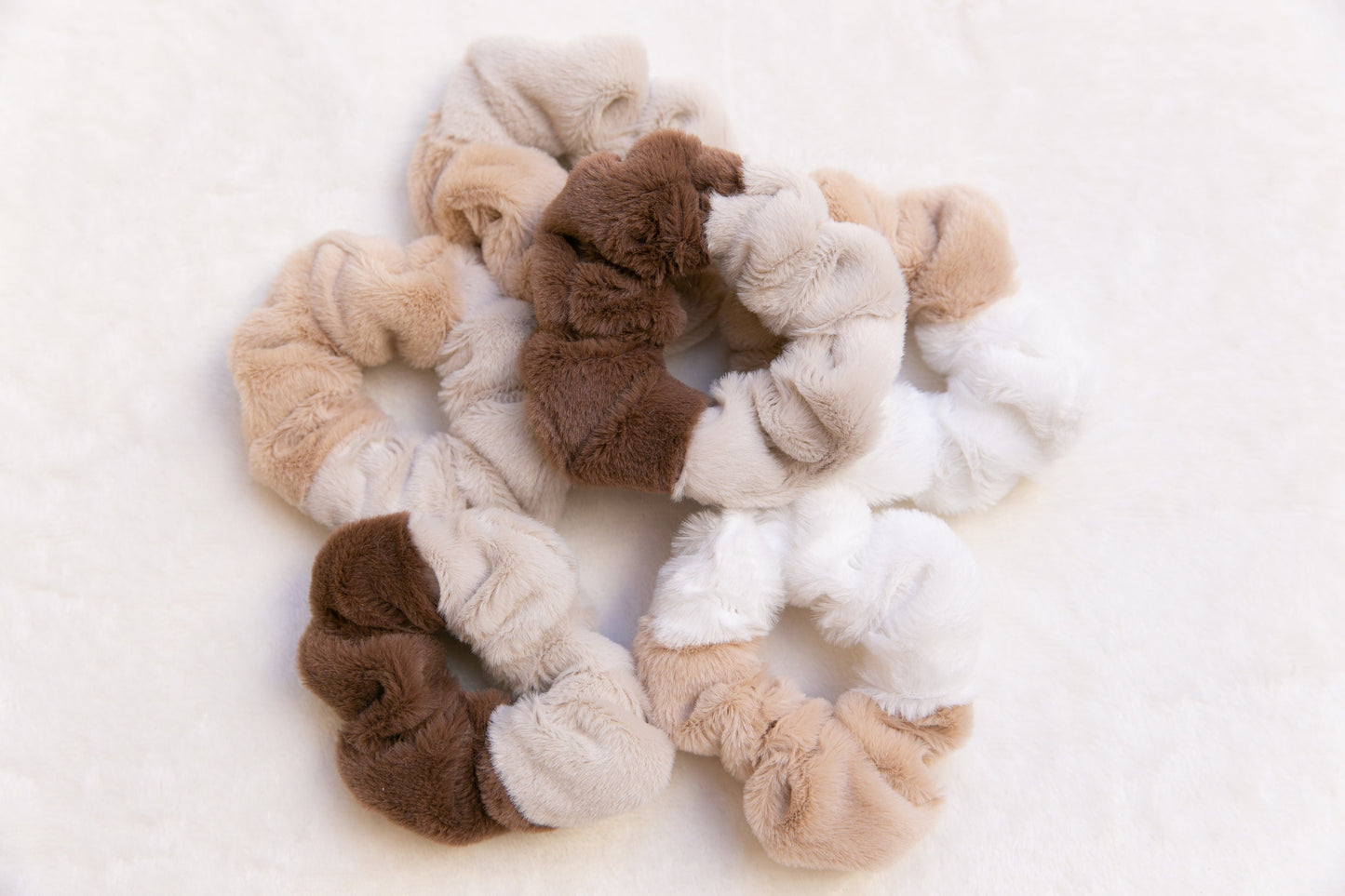 Handmade Minimalism super soft faux fur Hair Scrunchie, Fluffy autumn winter  Scrunchie Scrunchie quality Elastic Hair Tie earthy tone