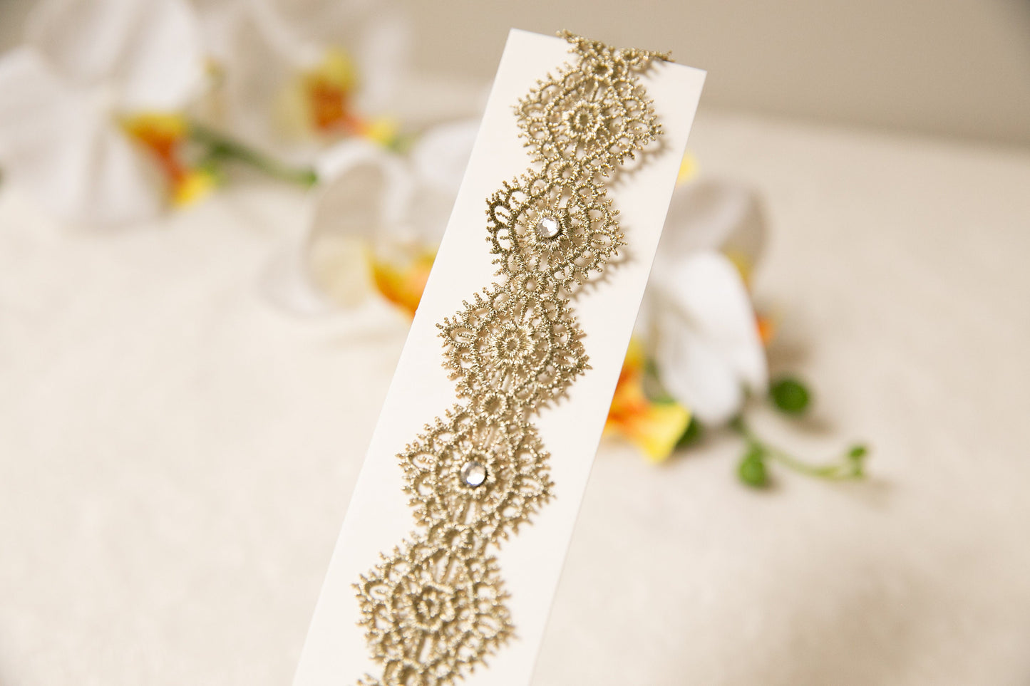 Golden flower lace baby headband, wedding flower girl headband, toddler flower crown, baby shower gift colors lace love 6 months - 2 year