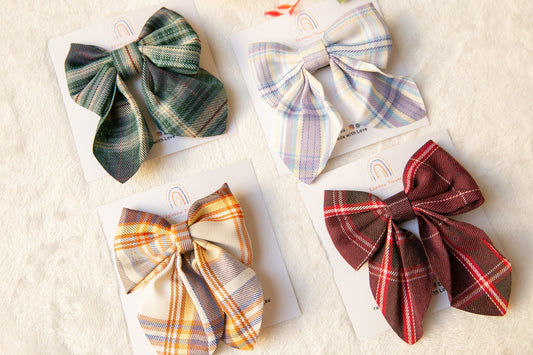 Oversize Gingham toddler hair clip, plaid pattern student hair bow for baby kids girls, Aussie made, baby bow clip, girl hair accessory