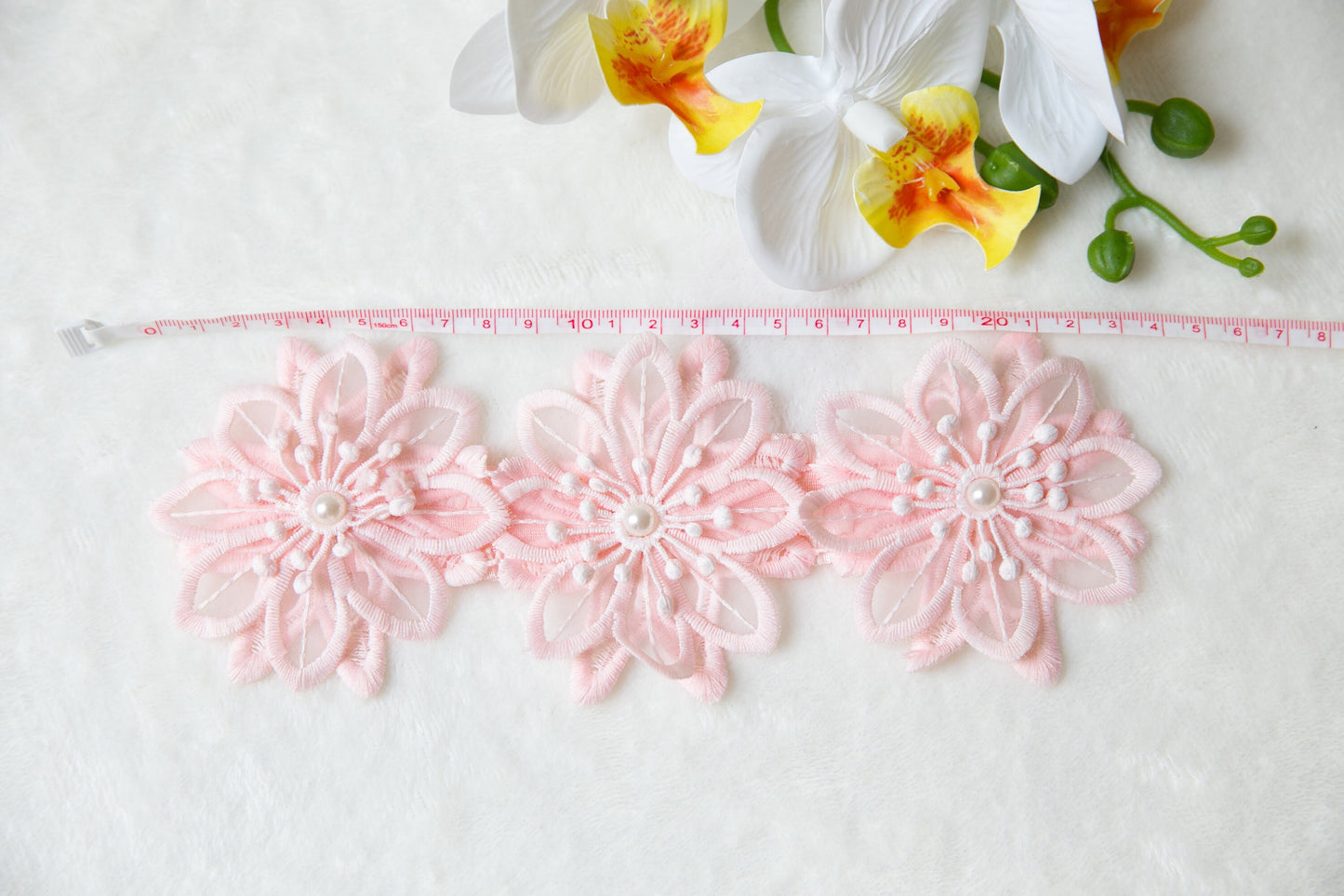 3 colors - Baby toddler flower headband, flower girl headband, baby flower crown, baby shower gift neutral colours pink white headband lace