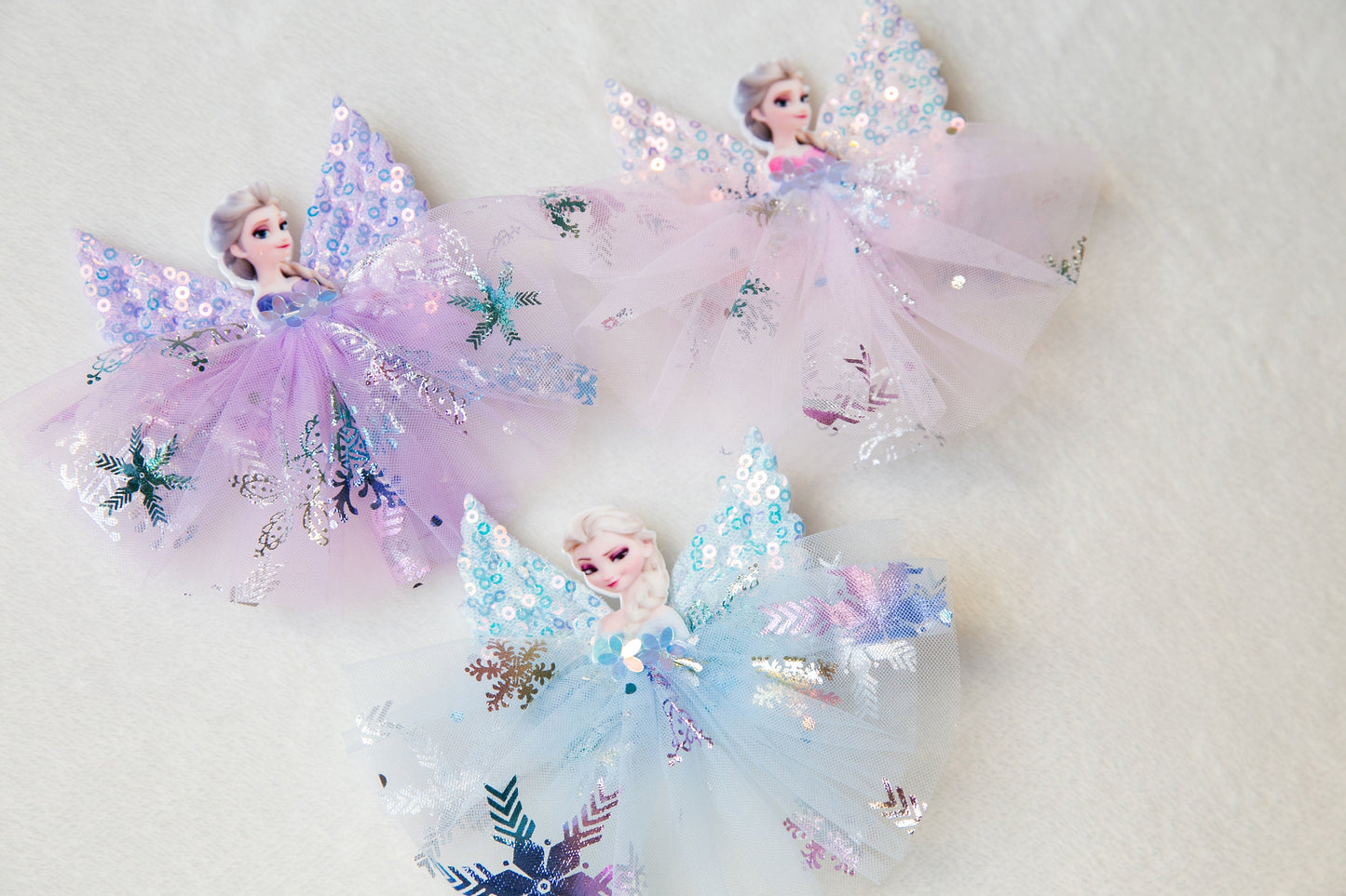 Toddler girl snowflake hair clip, princess queen blue pink purple frozen elsa hair bow clip, glitter Frozen party birthday party bag gift