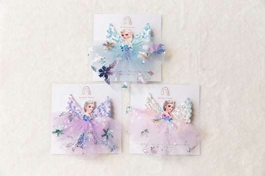 FROZEN Snowflake hair clip, elsa hair clip, blue pink purple frozen elsa bow hair clip, glitter  Frozen party birthday party bag gift