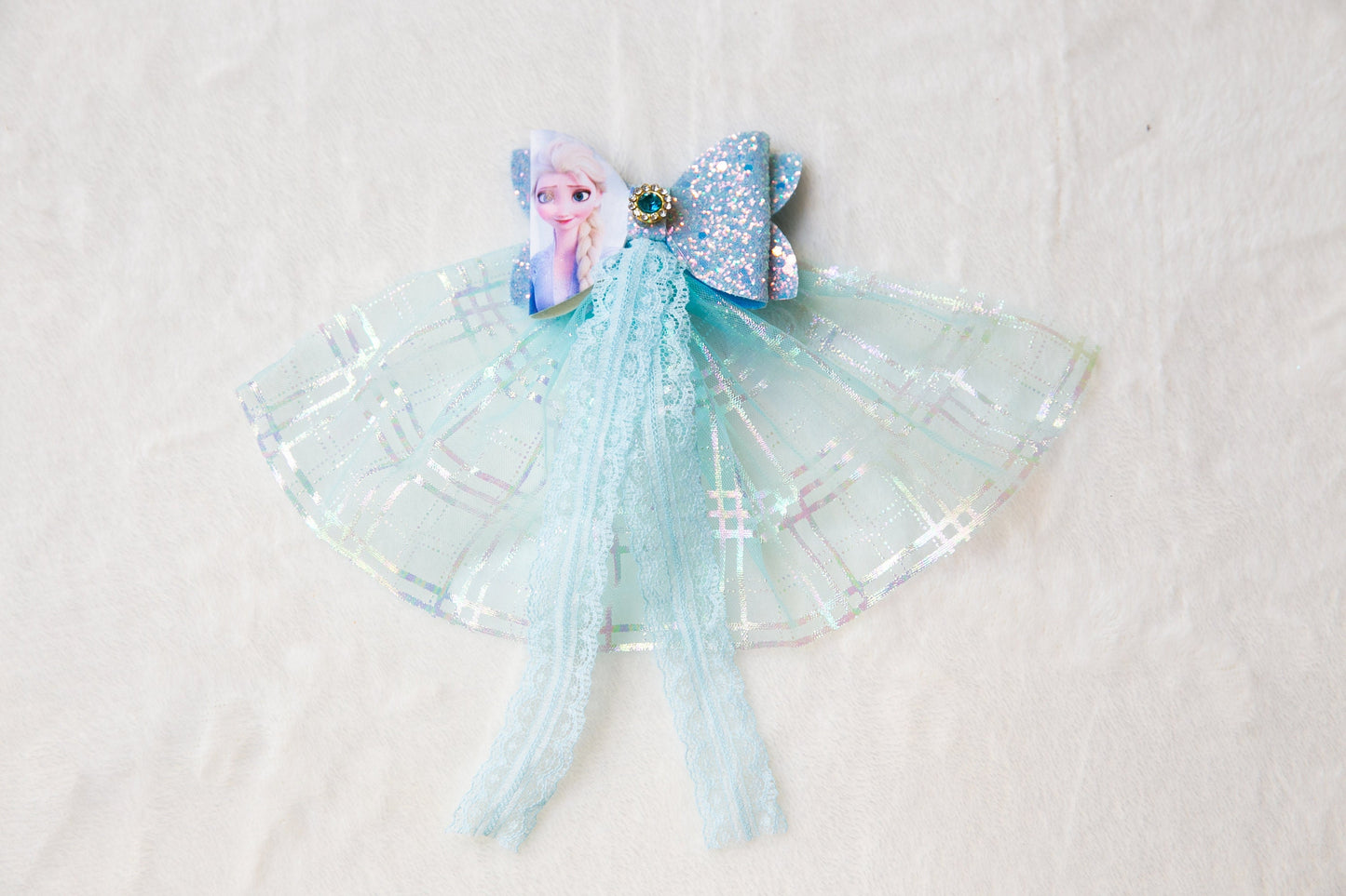 Oversize ELSA bow, snowflake clip, frozen bow, blue frozen elsa hair bow clip, glitter toddler hair clip, baby bow clip, frozen hair clip