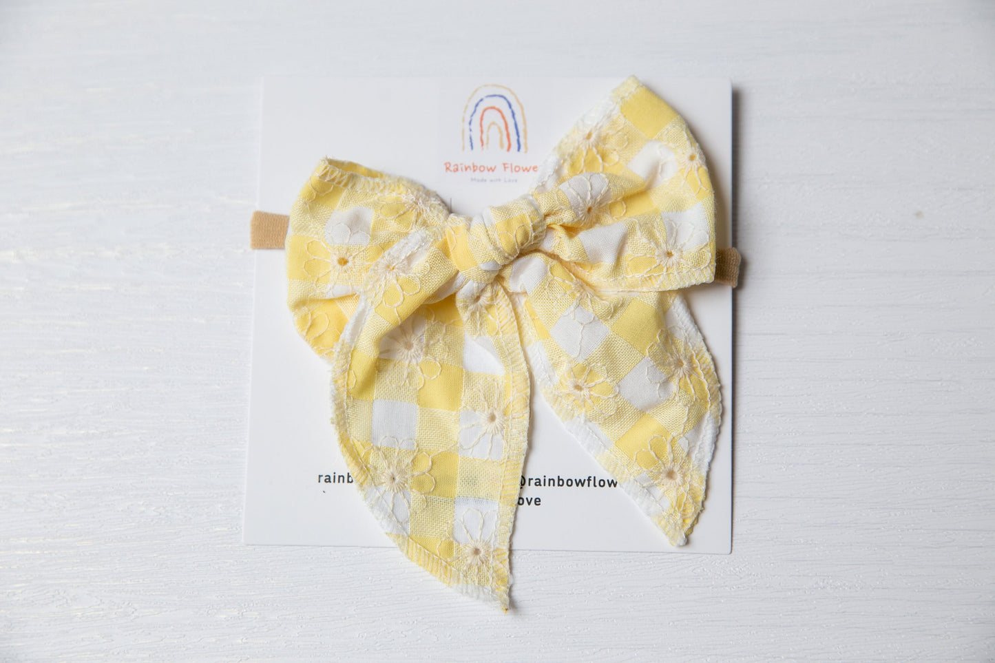 Soft floral baby headband, hair accessory baby girl gift, gingham embroidered baby bow headband,  Aussie made  flower toddler headband