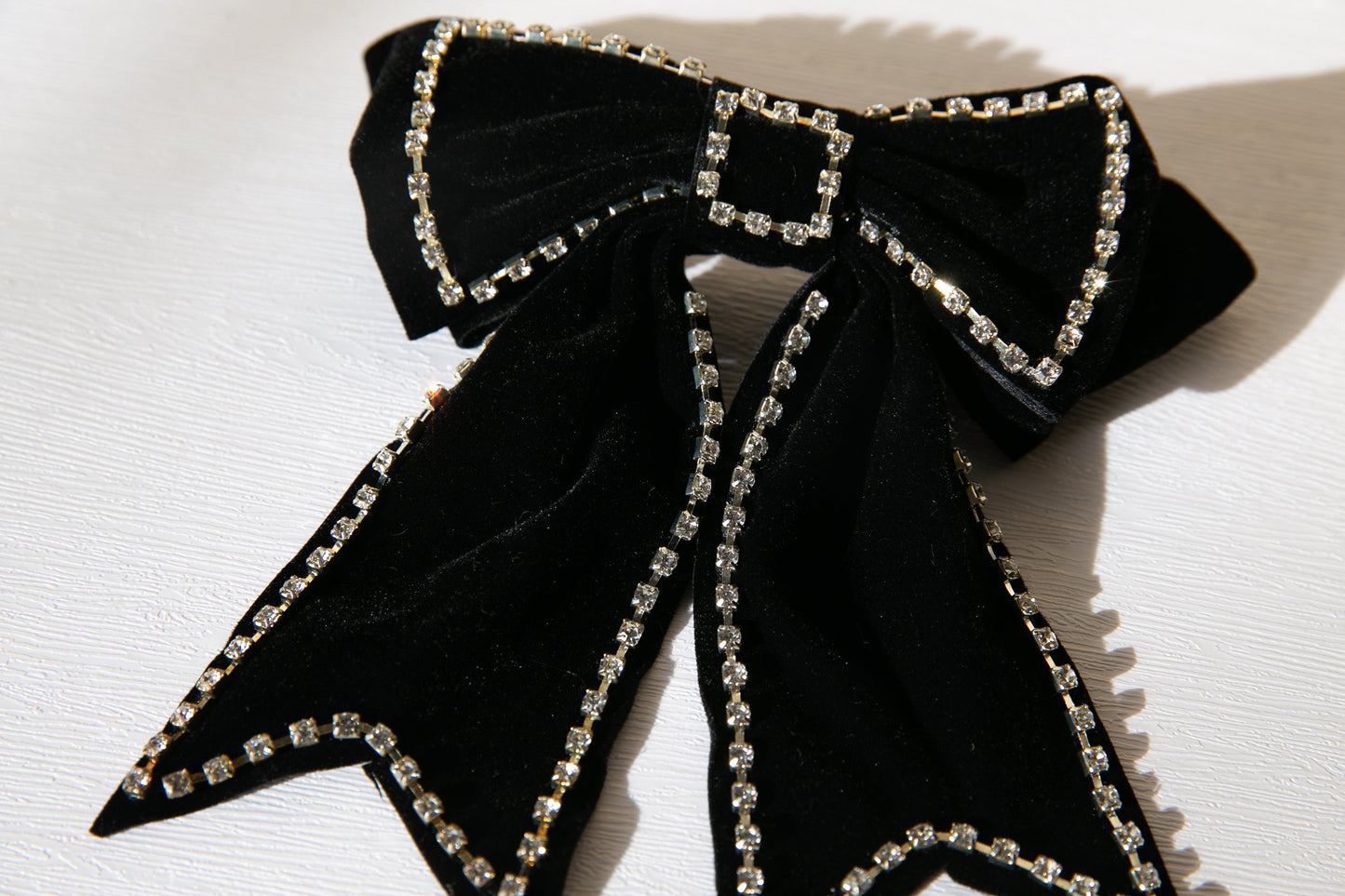 Oversize Velvet Bow with crystal diamonds Hair Clip for Women Teen Girls, French Barrettes Black red Hair Bows Large Bowknot Hair Clip