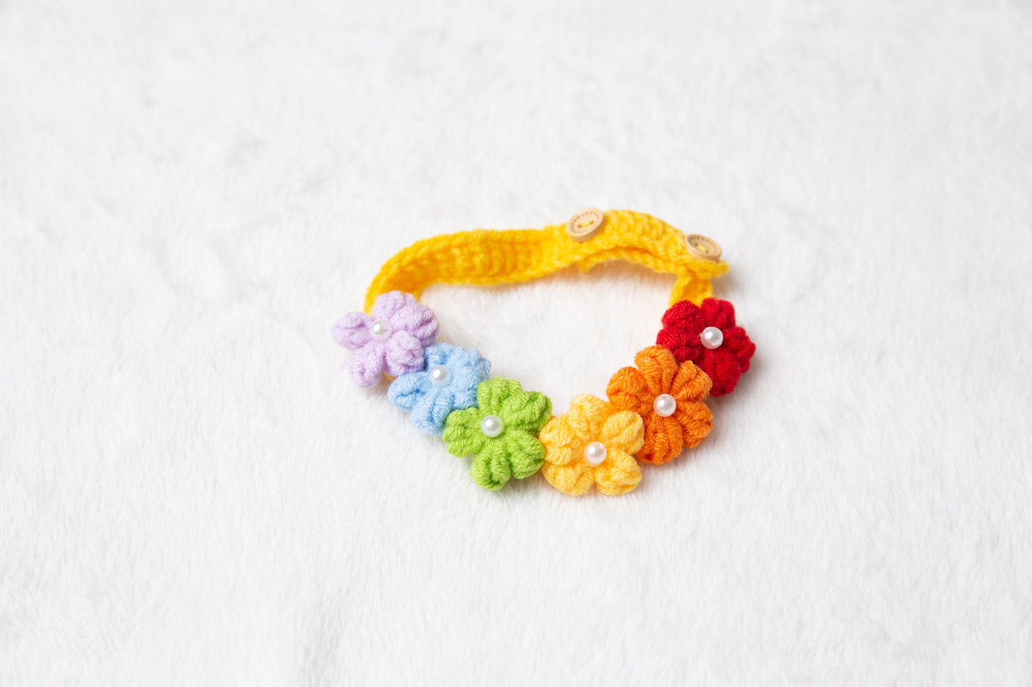 Adjustable cat collar, red orange yellow green blue purple flower Crochet pet Collar,  handmade dog Cat Accessories, cat gift, cat ornament