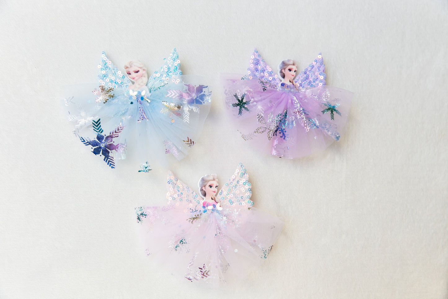 Toddler girl snowflake hair clip, princess queen blue pink purple frozen elsa hair bow clip, glitter Frozen party birthday party bag gift