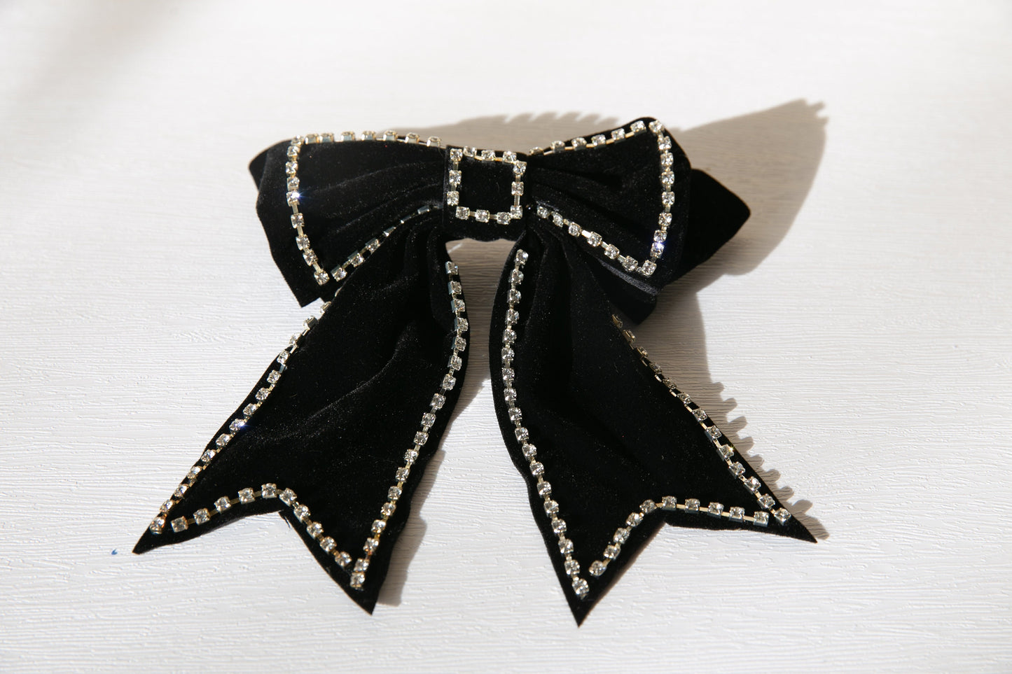 Oversize Velvet Bow with crystal diamonds Hair Clip for Women Teen Girls, French Barrettes Black red Hair Bows Large Bowknot Hair Clip