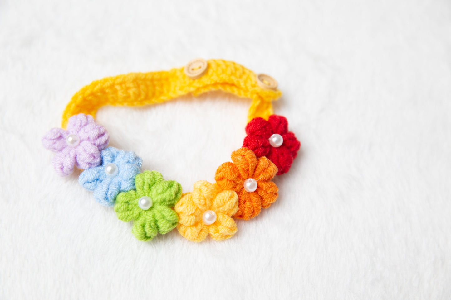 Adjustable cat collar, red orange yellow green blue purple flower Crochet pet Collar,  handmade dog Cat Accessories, cat gift, cat ornament