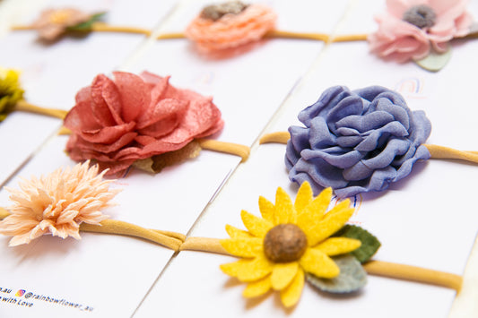 Soft Floral baby headband, super stretch strong hold head linen bow flower toddler headband, flower girl wedding cute hair accessory