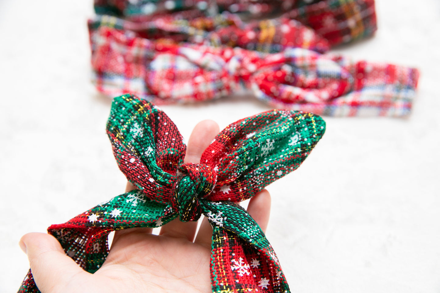 Handmade Christmas women Headbands, 2023 christmas teen girl Turban Headband, Santa snowflake red green plaid Women girl Hair Accessory