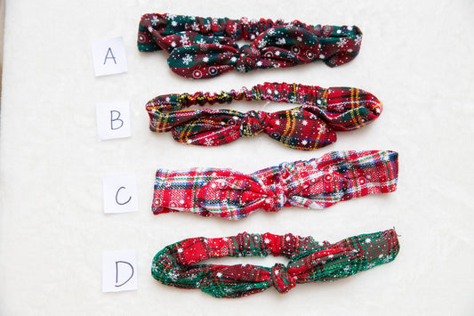 Handmade Christmas women Headbands, 2023 christmas teen girl Turban Headband, Santa snowflake red green plaid Women girl Hair Accessory