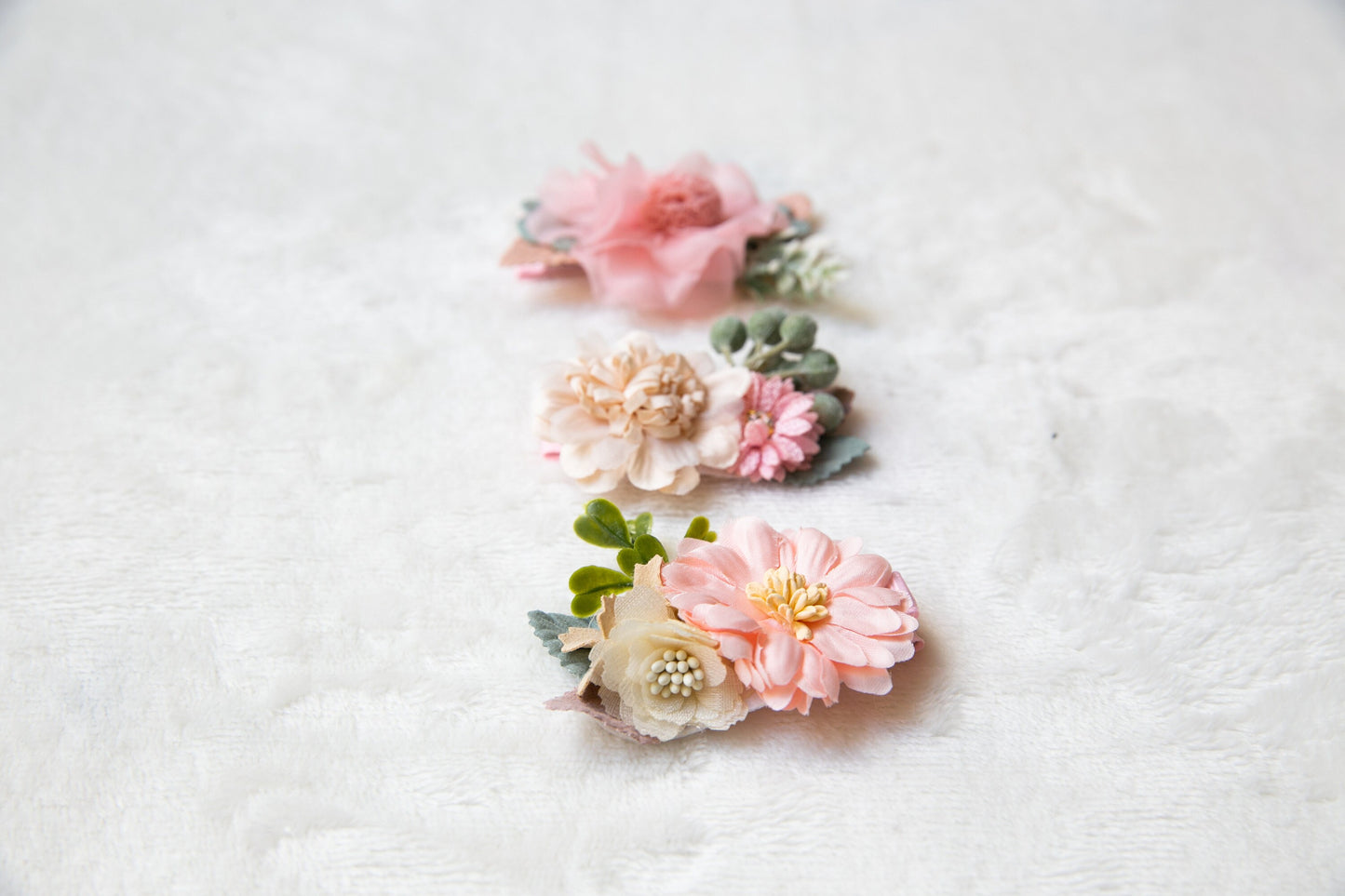 Soft Pink blooms clip, Wedding Flower girl hair clip, rose pink peach floral clips, christening hair, baptism hair, Wedding Hair Accessories