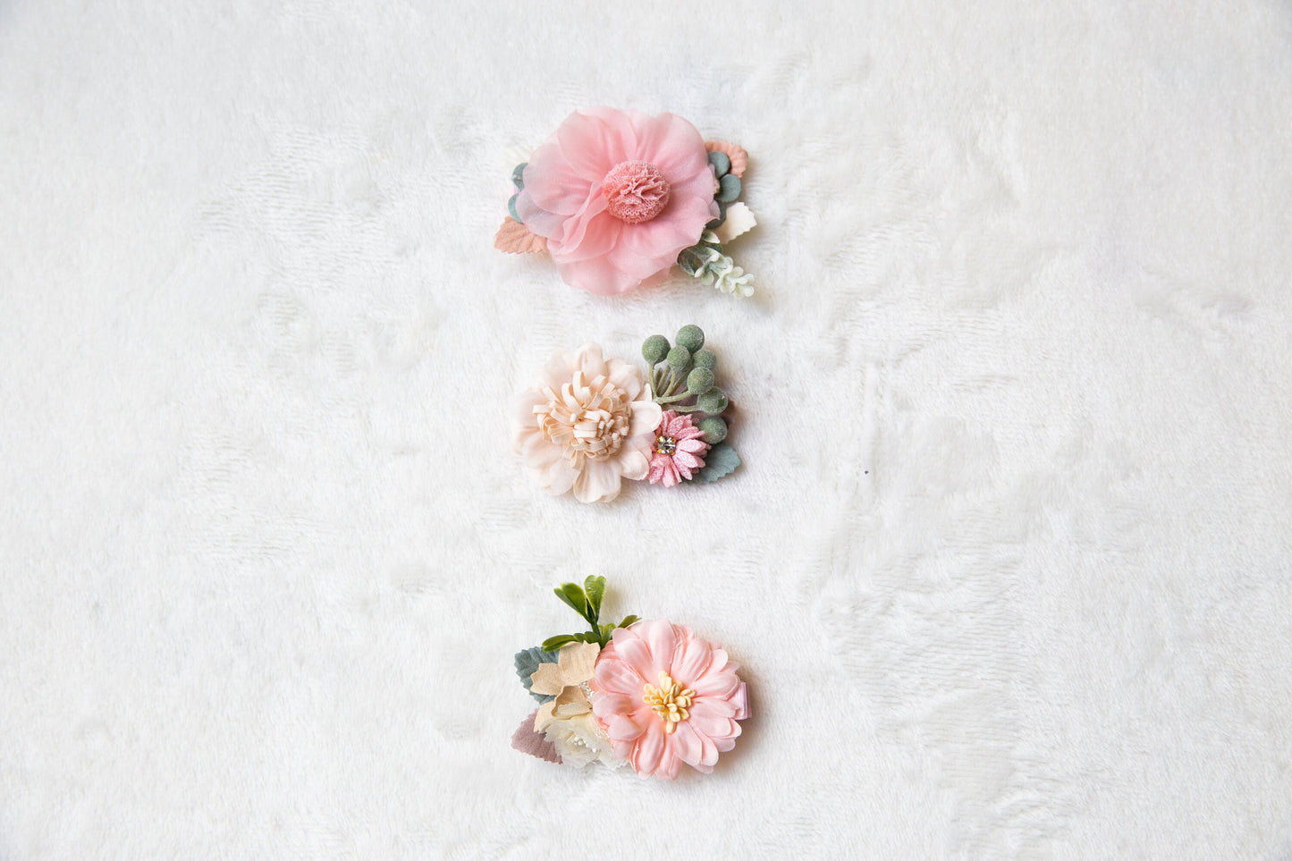 Soft Pink blooms clip, Wedding Flower girl hair clip, rose pink peach floral clips, christening hair, baptism hair, Wedding Hair Accessories